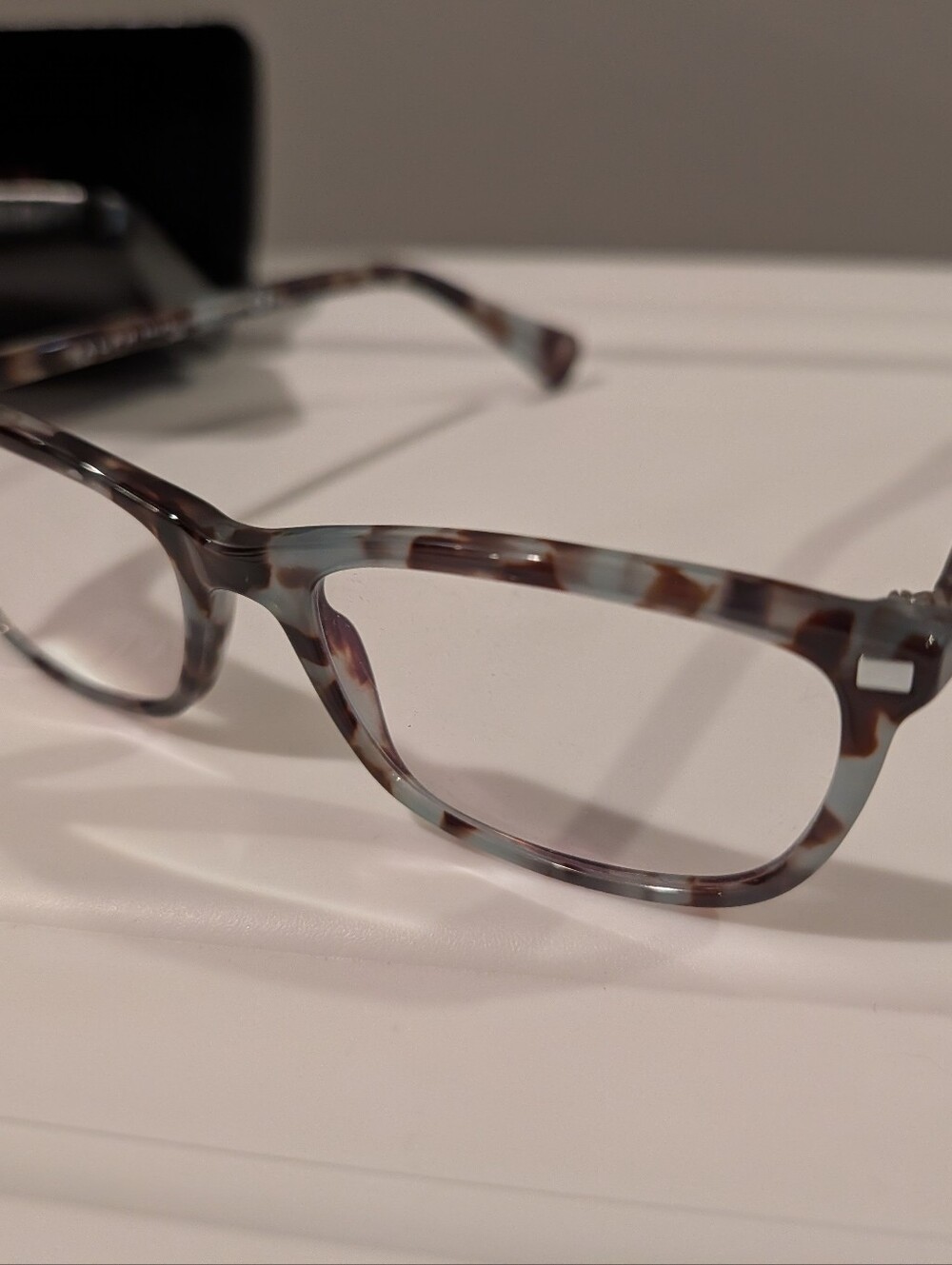 Women's Ralph laurenTortoiseshell Pattern Rectangular Glasses - Blue Brown Mix